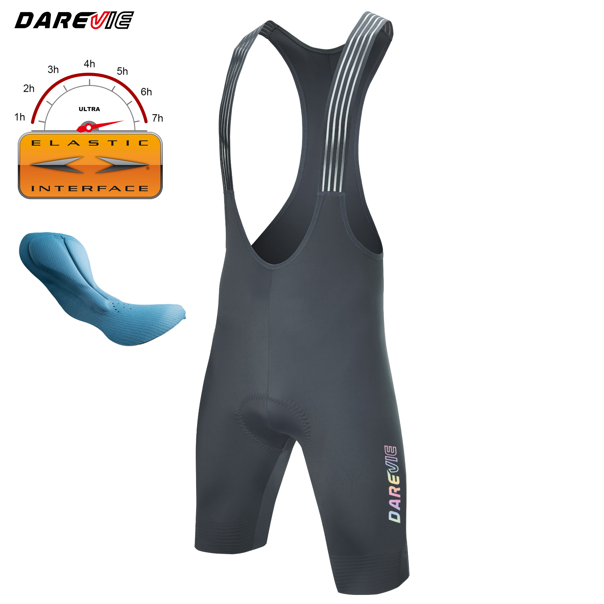 DAREVIE cuissard de cyclisme sans couture 4.0 italie élastique-interface Pad short de cyclisme diamant jambe pince hommes Bretelelle Shorts: XXL / Rose