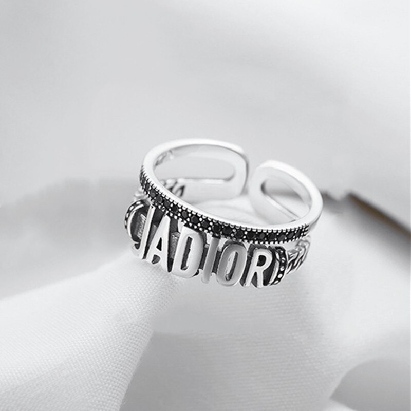 Jahrgang Gravierte Buchstaben Einstellbare Öffnen Ringe für Frauen Mädchen Zubehör Klassische Engagement Ring Schmuck