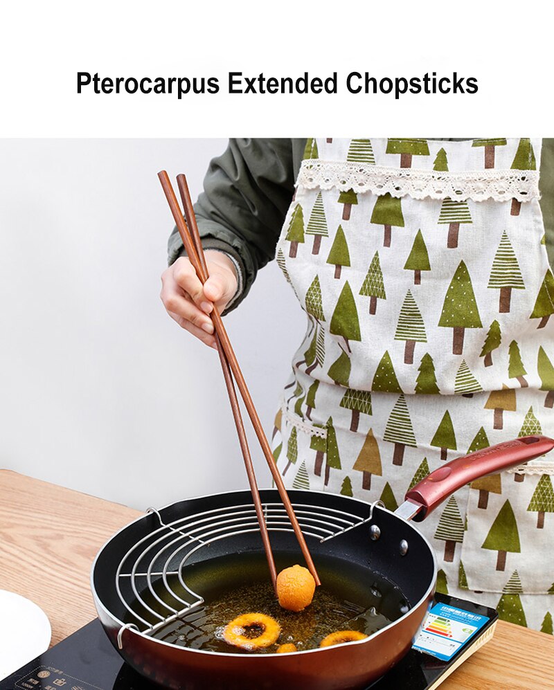 1 Pair 42 CM Cooking Chopsticks Extra Long Wooden Frying Chopsticks for Home Kitchen Stirring Frying Mixing Pot/Noodles