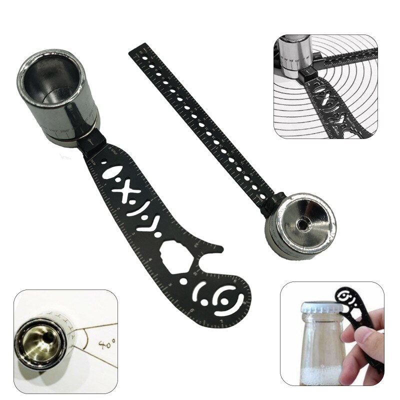 Multifunctional Drawing Ruler Magnetic Map Protractor Sewing Tools Circles Compass Bend Measure Tailors Pattern Student Supplies