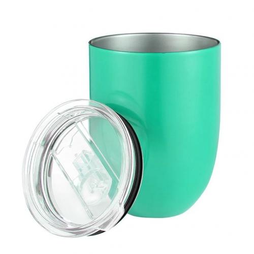 10oz udendørs picnic camping kaffekopper med låg rustfrit stål stammeløs ubrydelig mælkeøl drikke drikke kop tekopper drinkware: Grøn