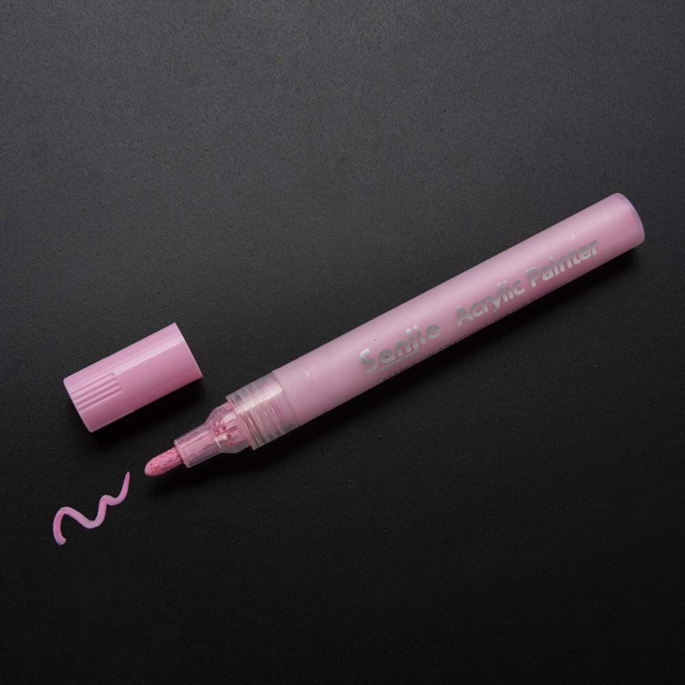 12 Colors Permanent Acrylic Paint Marker Pens For Ceramic Rock Glass Wood Fabric Canvas DIY Painting Office School Supplies: pink