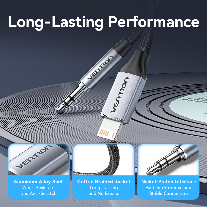Adaptador Vention para iPhone DAC Lightning macho a 3,5mm adaptador macho para auriculares Cable de Audio para iPhone 14 13 12 Pro max Cables Aux