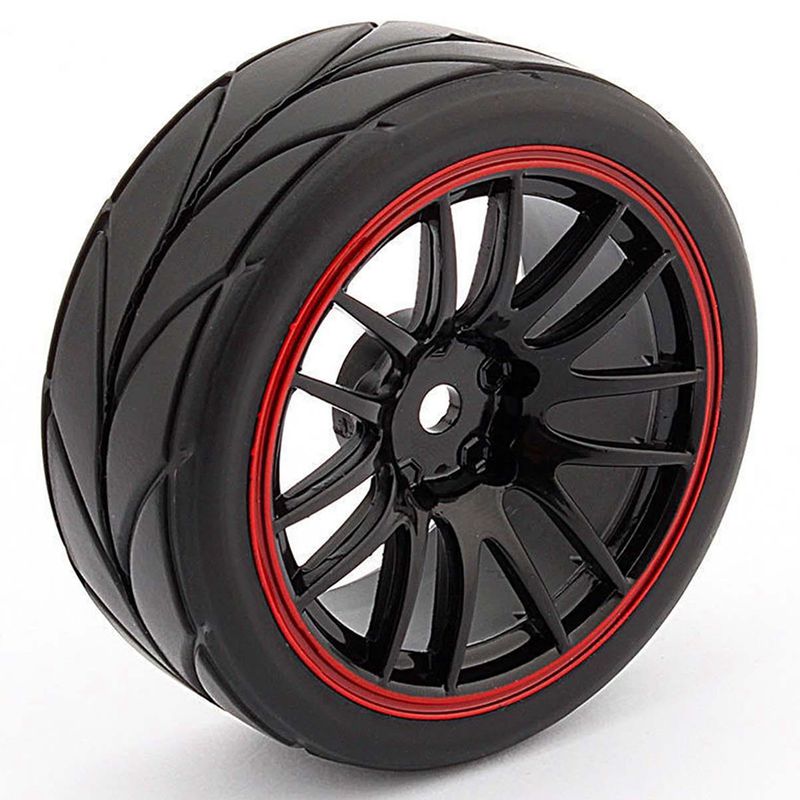 4 Pneus Caoutchouc 12mm Hub Pour HPI Touring Car 1:10 - Pièces RC TT02 XV01