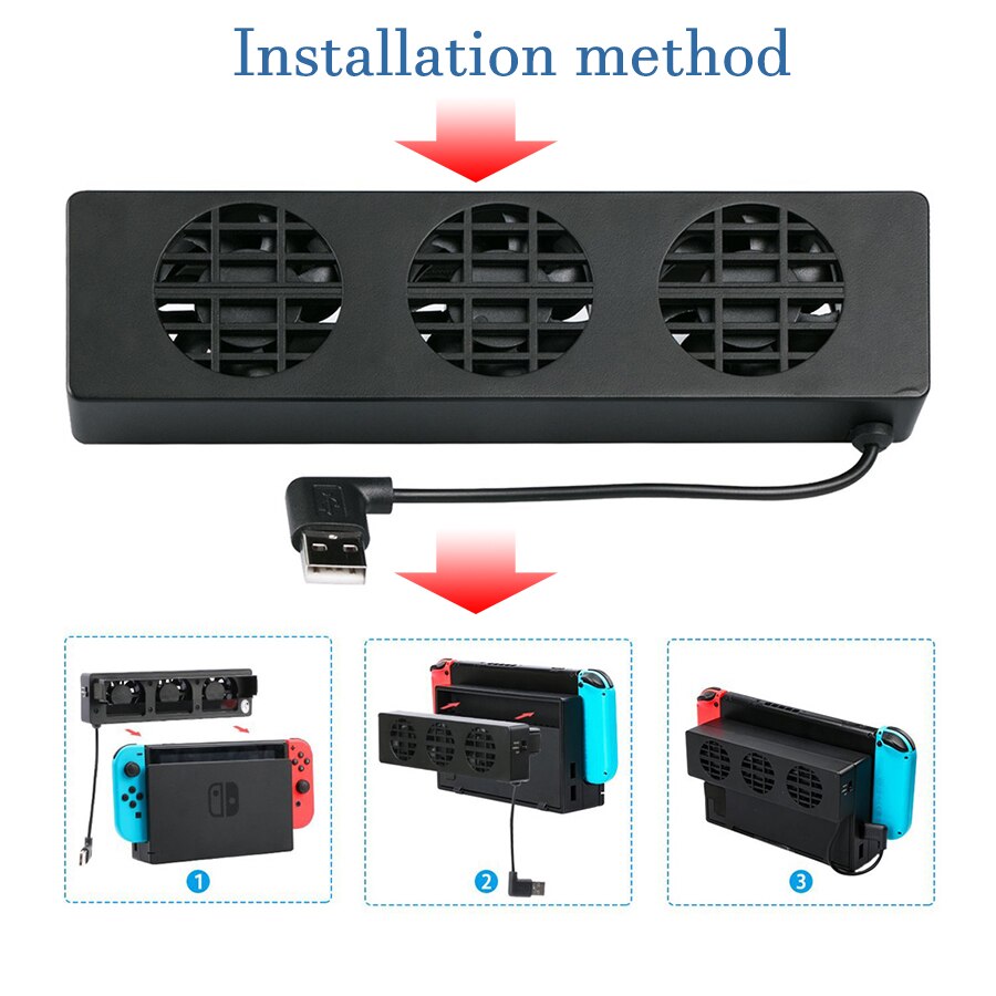 Voor Nintendo Switch Dock Station Externe Koeler, usb Koelventilator Ns Originele Stand Game Console Dock Cooler Met 3-Fan Usb