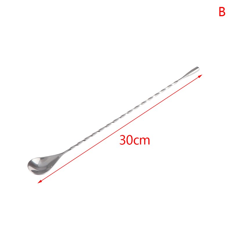 Stir Spoon Stainless Steel Mixing Cocktail Spoon Spiral Pattern Bartender Tools Bar Teadrop Spoon 30/40cm Bar Tool: 2
