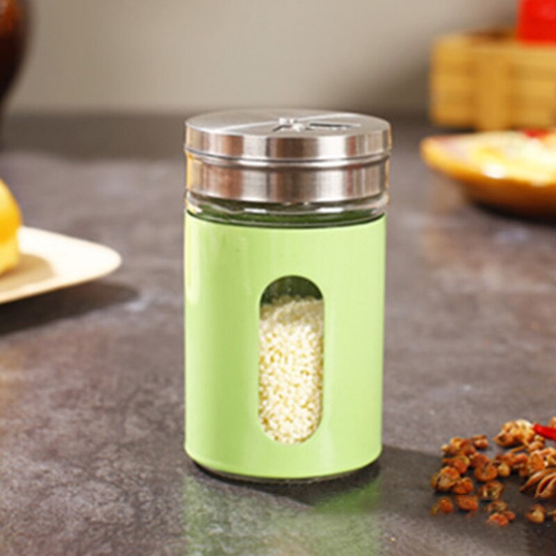 Rostfritt stål kryddburkar glas spridningsflaska grill krydda kruka peppar flaska tandpetare hållare salt shaker kök: Grön