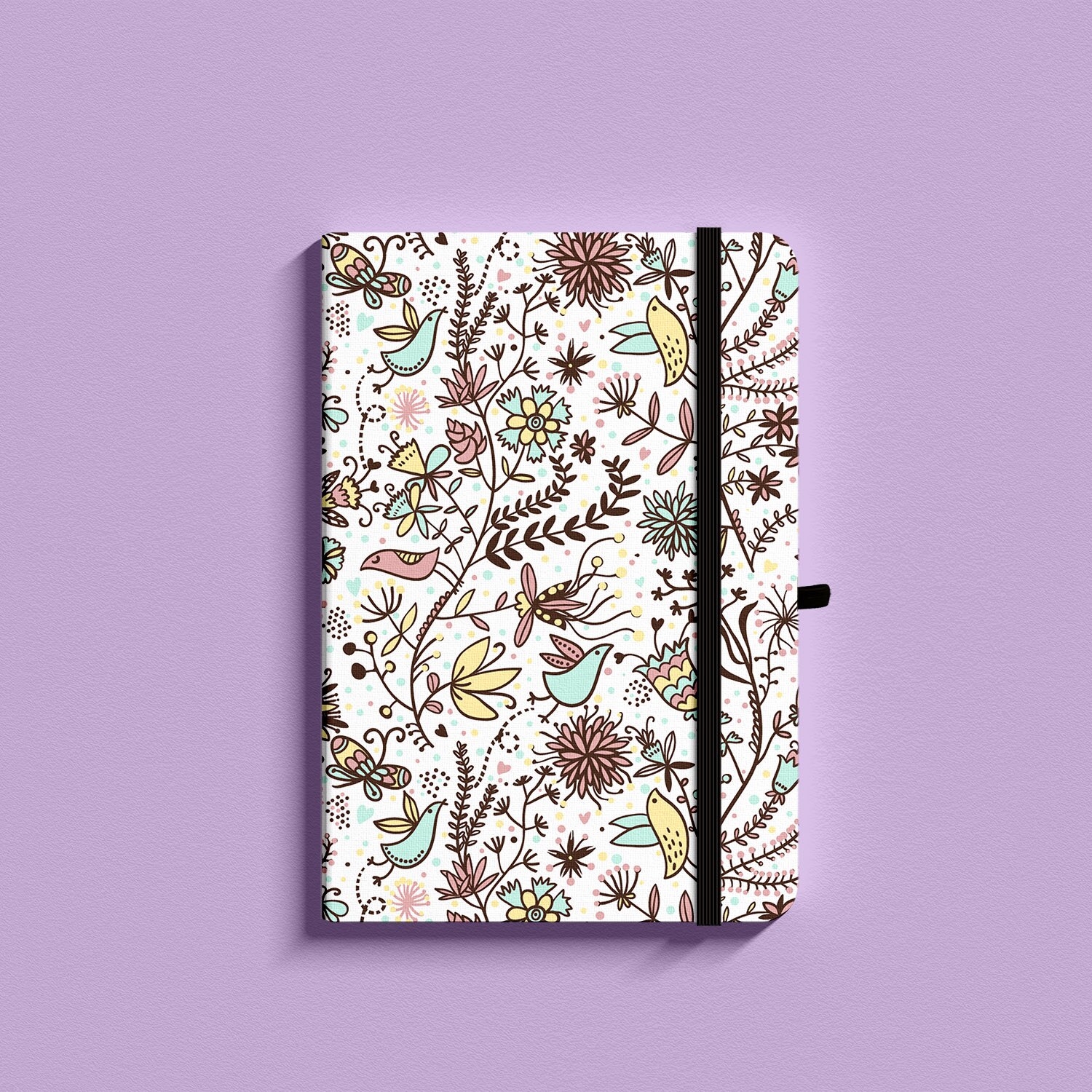 A5 Floral Bullet Dotted Journal 160gsm Thick Paper Elastic Band Hardcover Notebook