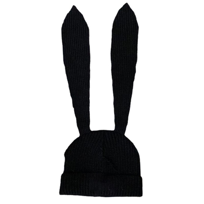 Easter Bunny Hat Rabbit Ears Costume Funny Party Favors Hats Easter Decorations Thicken Knitted Caps for Women Winter: Black