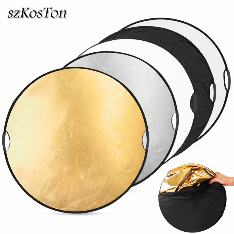 60cm 5 in 1 Round Reflector Photo Studio Prop For Indoor Outdoor Foldable Photography Handhold Light Reflector With Carrying Bag