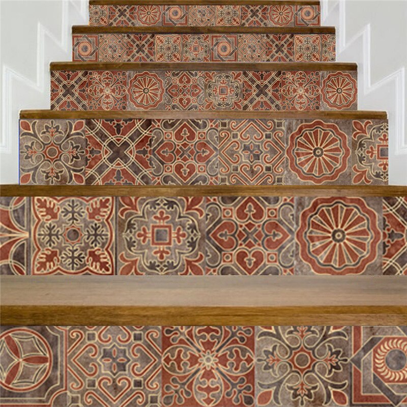 6pcs/set Modern Floor Stairs Sticker Decoration Sticker Wall Stickers Self-adhesive: LT038