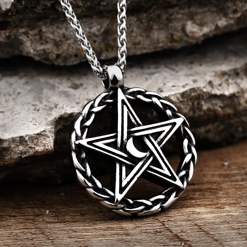 Rvs Moon Star Pentagram Hexagon Hangers Hanger Kettingen Vrouwen Man Met Bedels Pentagram David Van Ster Sieraden