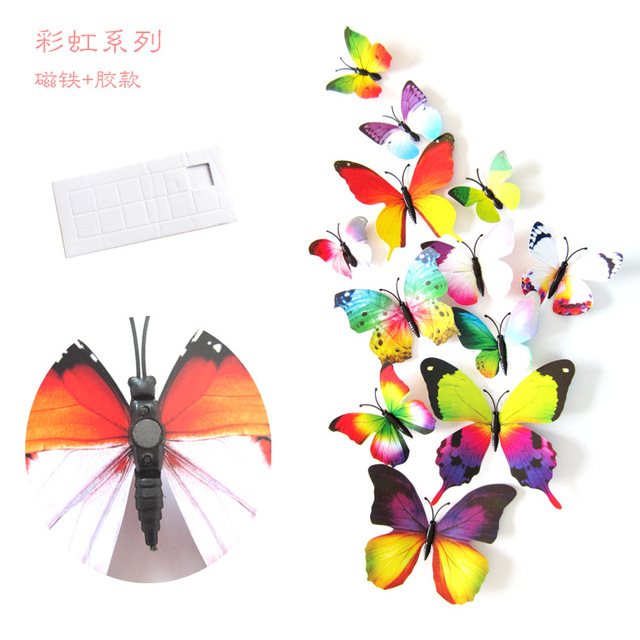 12PCS/Lot Garden Colourful Butterfly Decorative Stakes Wind Spinners Garden Decorations Simulation Butterfly: Blue