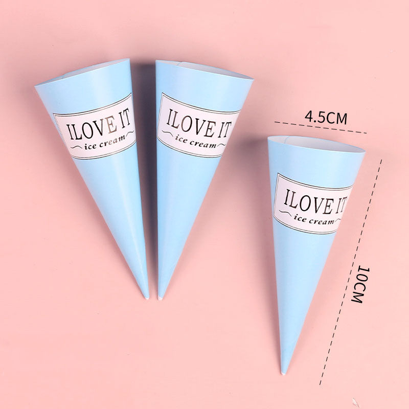 100pcs Ice Cream Waffle Cone Holder Cover Disposable DIY Cones Foil Paper Sleeve Cup for Wedding Birthday Party Supplies: Silver