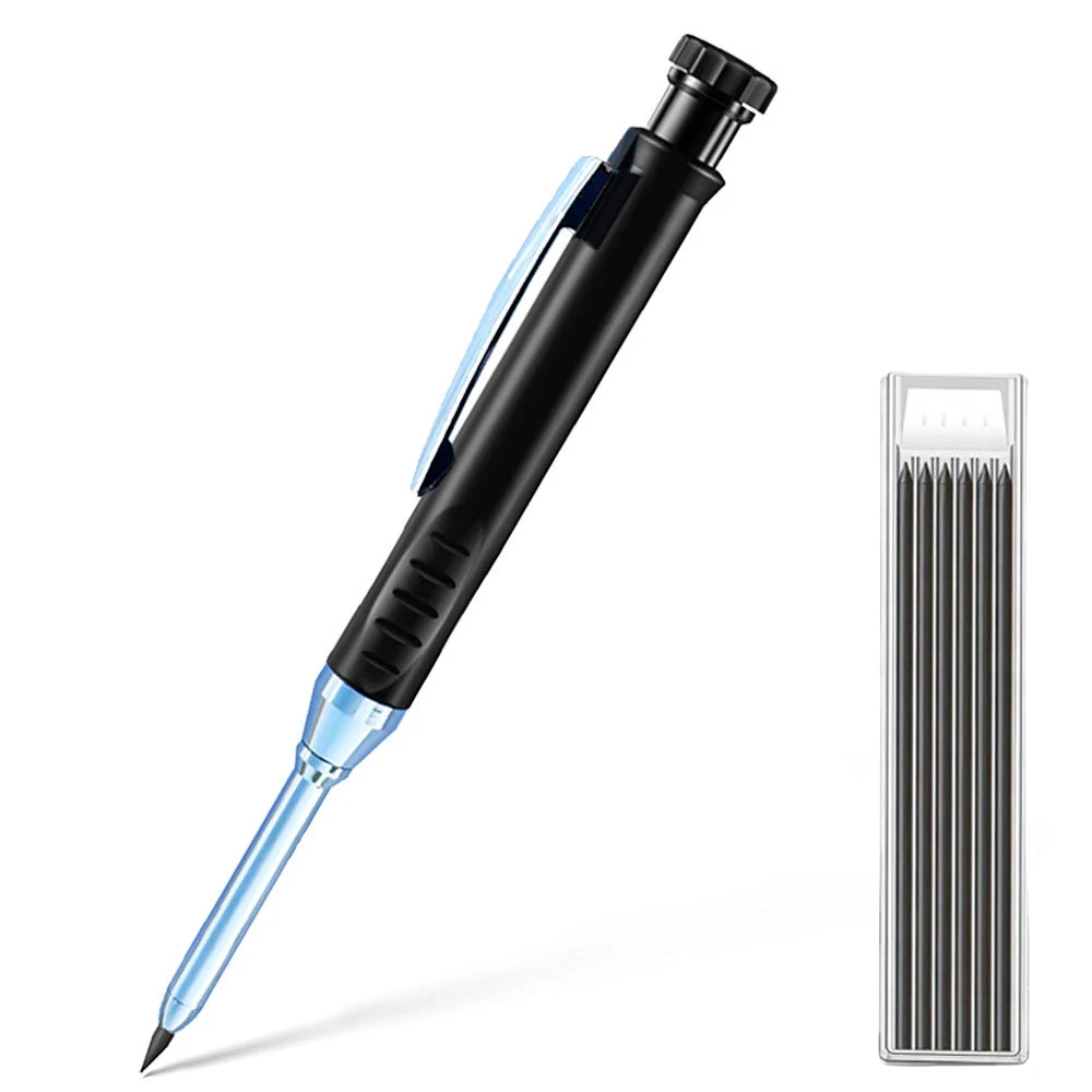 Multifunktionell perforeringspenna i metall, 2.8mm långa mekaniska pennor för snickare med vässare, djupa hålpennor för träbearbetning: Marinblå