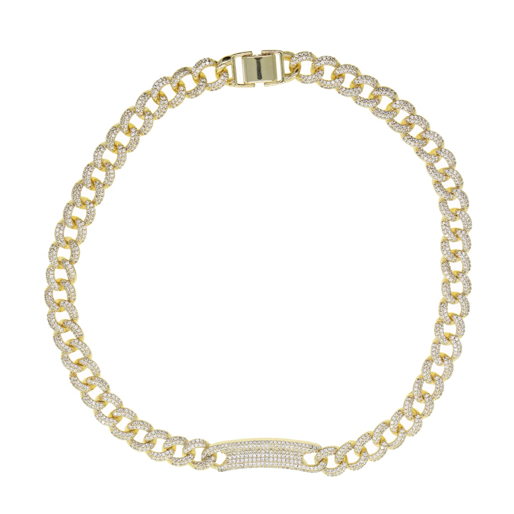 Charm miami wide heavy Cuban link chain micro pave cz curve bar pendant necklaces Gold Silver color women Hip hop Rock Jewelry