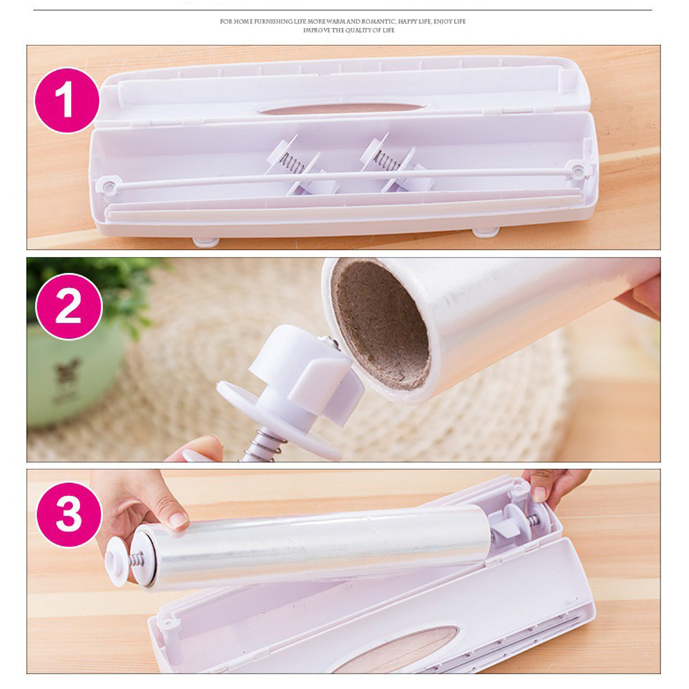 Food Wrap Dispenser Cutter Foil Cling Film Wrap Cutting Box Dispenser Plastic Sharp Cutter Storage Holder Kitchen Tool