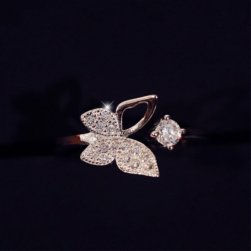 Bague, style papillon, littéraire, en argent Sterling 925, de caractère, douce, Simple et fraîche, pour femme, ouverture redimensionnable SRI052