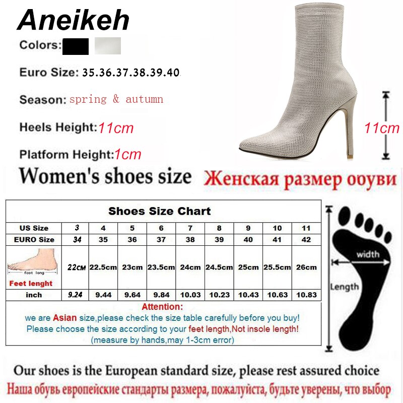 Aneikeh höst glitter skor höga dam ankelboots strass spetsig tå tunna klackar chelsea boots skor stl 35-40