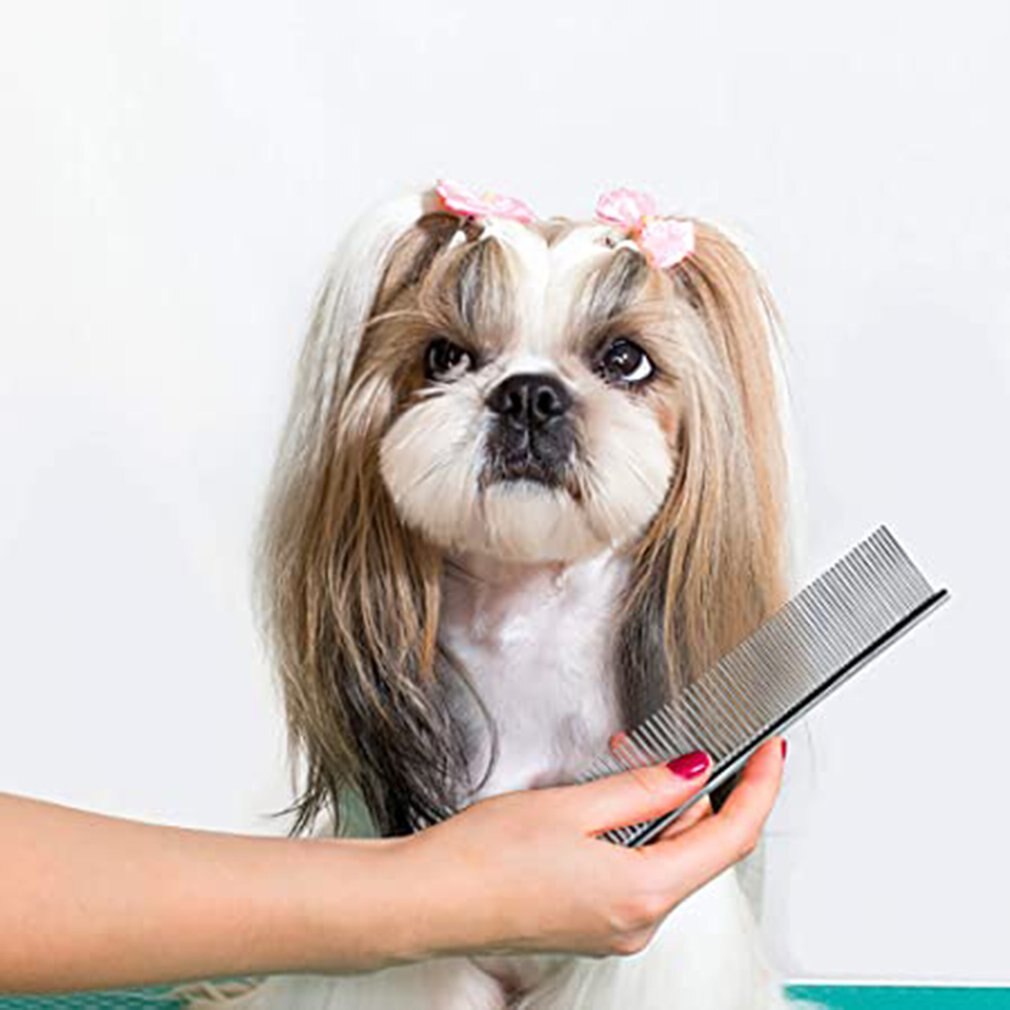 Grooming Comb Stainless Steel Dog Cat Grooming Comb Row Teeth Needle Hair Trimmer Grooming Comb Medium Teeth Grooming CombM: 16x3cm