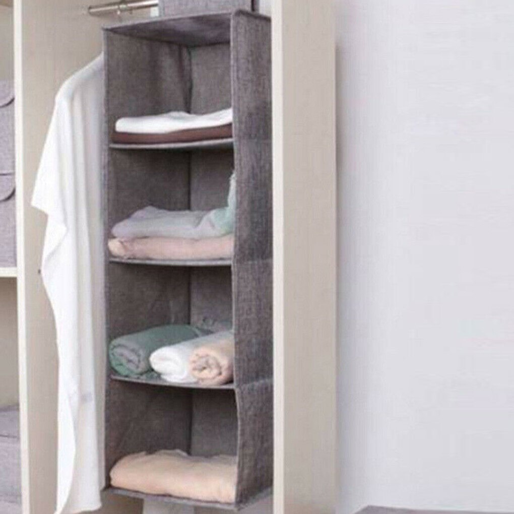 Hanging Wardrobe Clothes Organizer Storage Home Hanging Drawer Box Bedroom Bag Box Cotton Linen 3 Layer Organizer