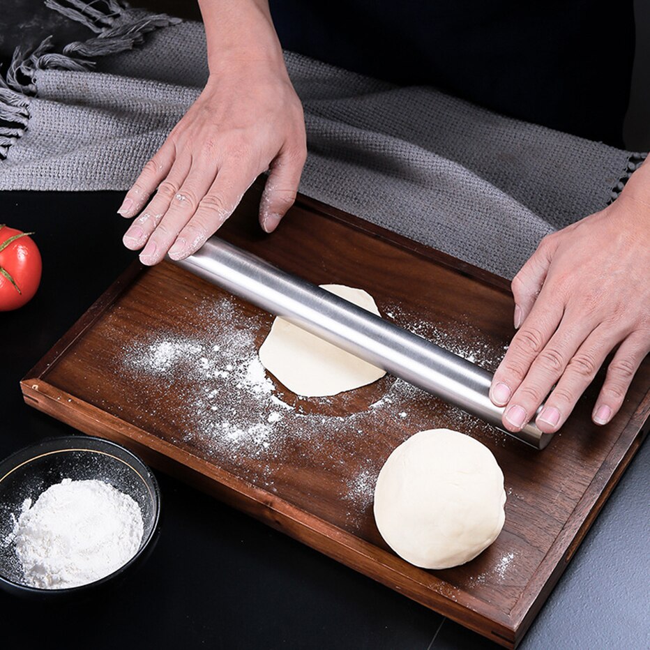 Stainless Steel French Rolling Pin Metal for Bakers Cookie &amp; Pastry Dough and Dough Bakeware Roller Kitchen Tools