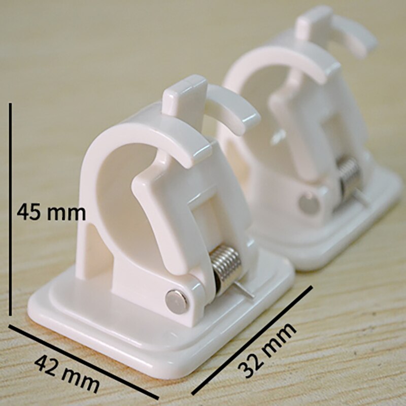 2 unids/set de ganchos de barra colgante para cortina, ganchos adhesivos para Cortina de ducha, barra colgante de pared blanca, estante de Clip fijo