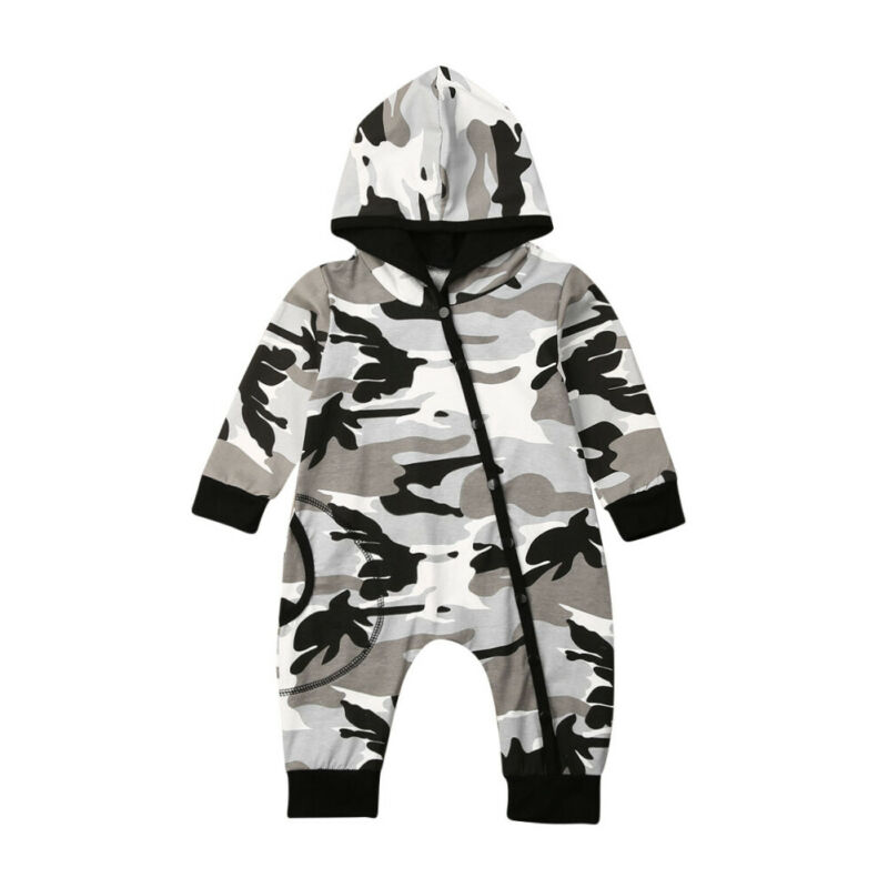 Emmababy Baby Boy Kleding Lange Mouw Camouflage Print Rompertjes Warm Lente Herfst Katoen Hooded Romper Playsuit Kleding