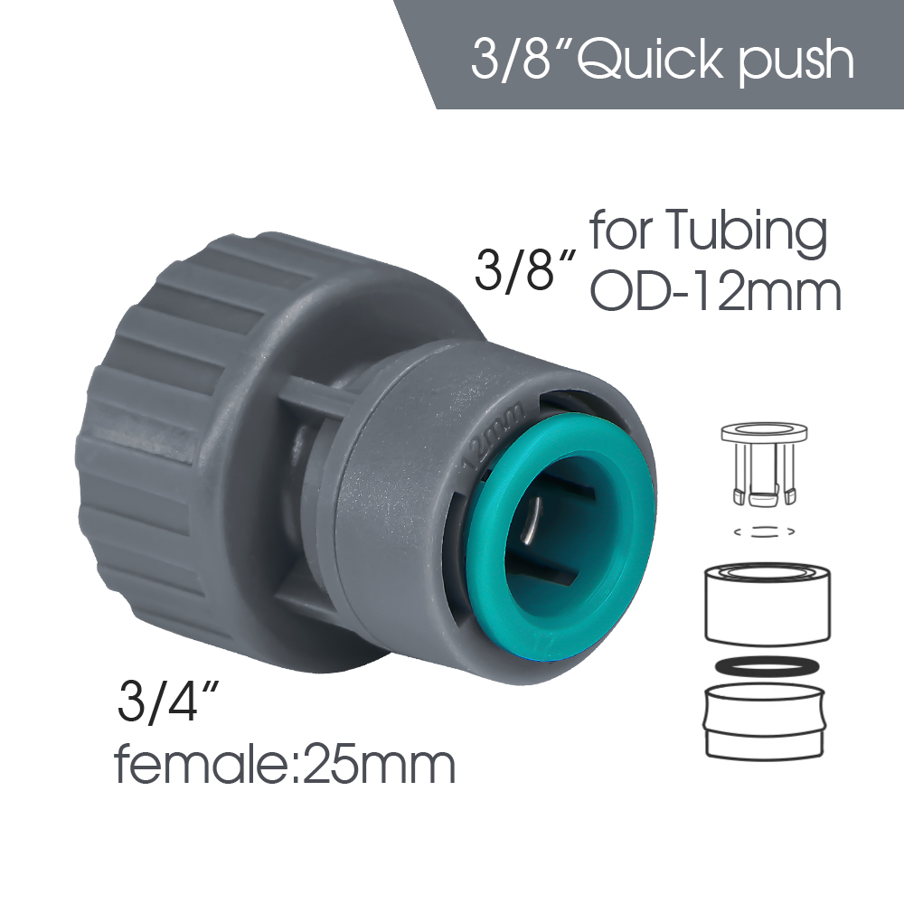 Raccord rapide de tube d'arrosage OD-12MM facile à installer 3/8 "joint de tuyau pour la maison jardin tuyau d'irrigation coude en T raccords égaux: Marron / 3/4 ''