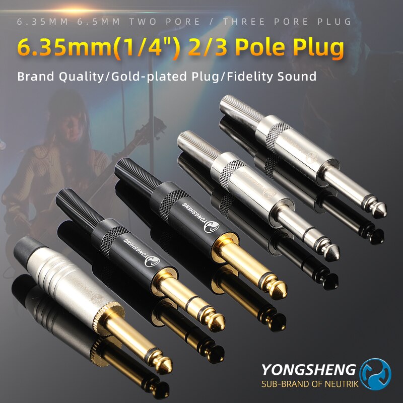 Neutrik yongsheng 10 × 6.35mm ts trs mono-stereo-vergoldeter stecker 1/4 & #39 ;& #39 ; lautsprecher-, gitarren-, mikrofon- und headset-audio-lötanschluss