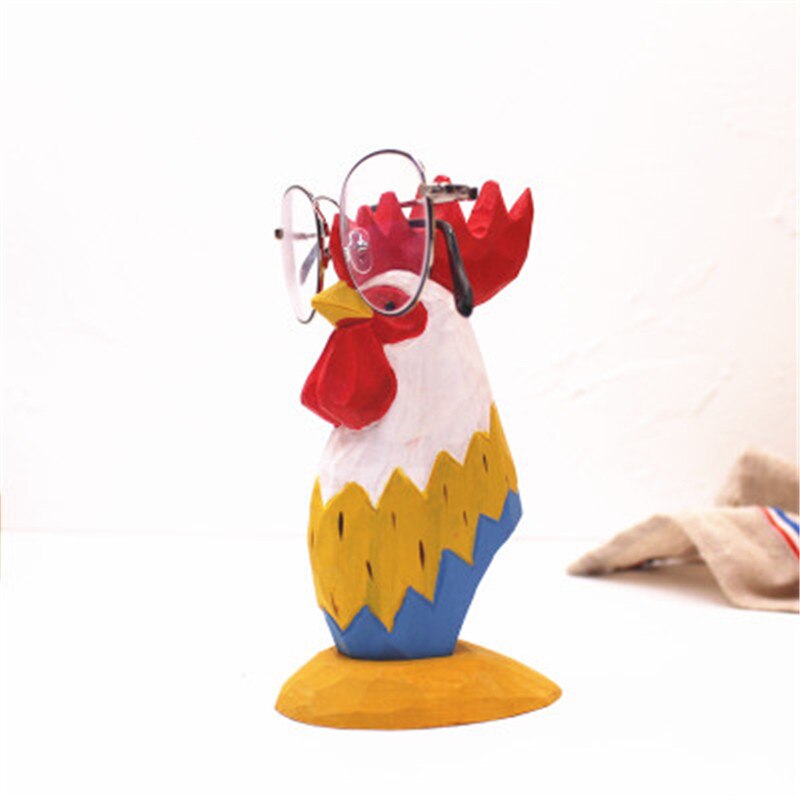 Massief houten brilmontuur, gesneden displayrek, dier, massief houten sieraden, retro, giraffe, alpaca, ornamenten