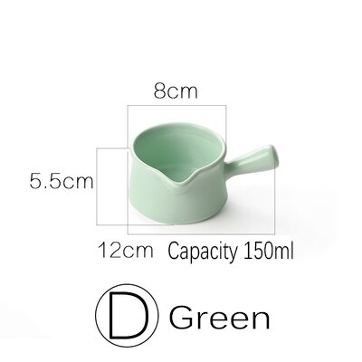 Ceramic Macarons Milk Jug Super Cute Spout Single Handle Milk Thistle Sauce Mini Bowl Baby Food Bowl Snack Saucer: D.Green