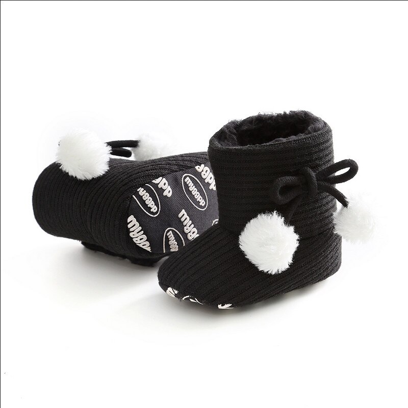 Baby Winter Warme Laarzen Schoenen Meisje Jongens Solid Mode Peuter Eerste Wandelaars Kid Laarzen Schoenen Fuzzy Ballen Kid schoenen 0-18M