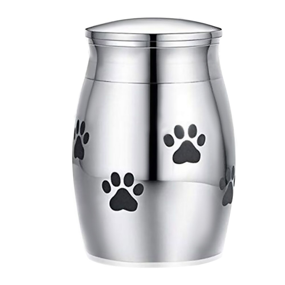 Pet Urn Small Cremation Urn for Pet Ashes Stainless Steel Memorial Urns for Dogs Cats Ashes Holder: Silver