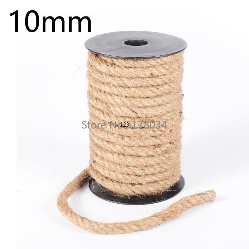10mm 1 m-100 m Natuurlijke Jute Touw Zware Twijn Hennep Twisted Cord Macrame String DIY Craft handgemaakte Bruiloft Woondecoratie