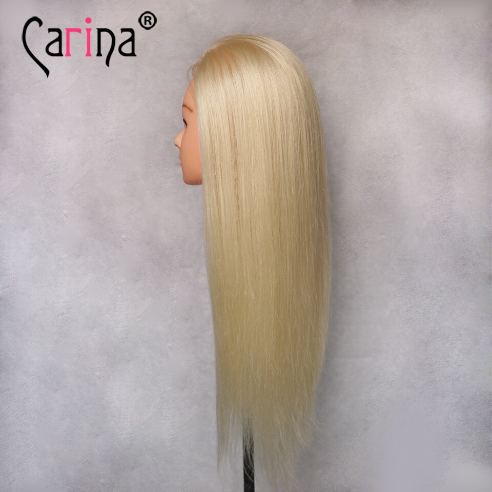 22" Fiber Hair Mannequin Head For Hairstyles Blonde Training Head Hairdressing Doll Heads With Hair Mannequins For Dummy