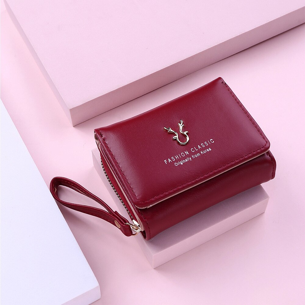 Cartera Pequeña Para Mujer - Con Cremallera, 8 Ranuras Para Tarjetas, Tamaño Compacto