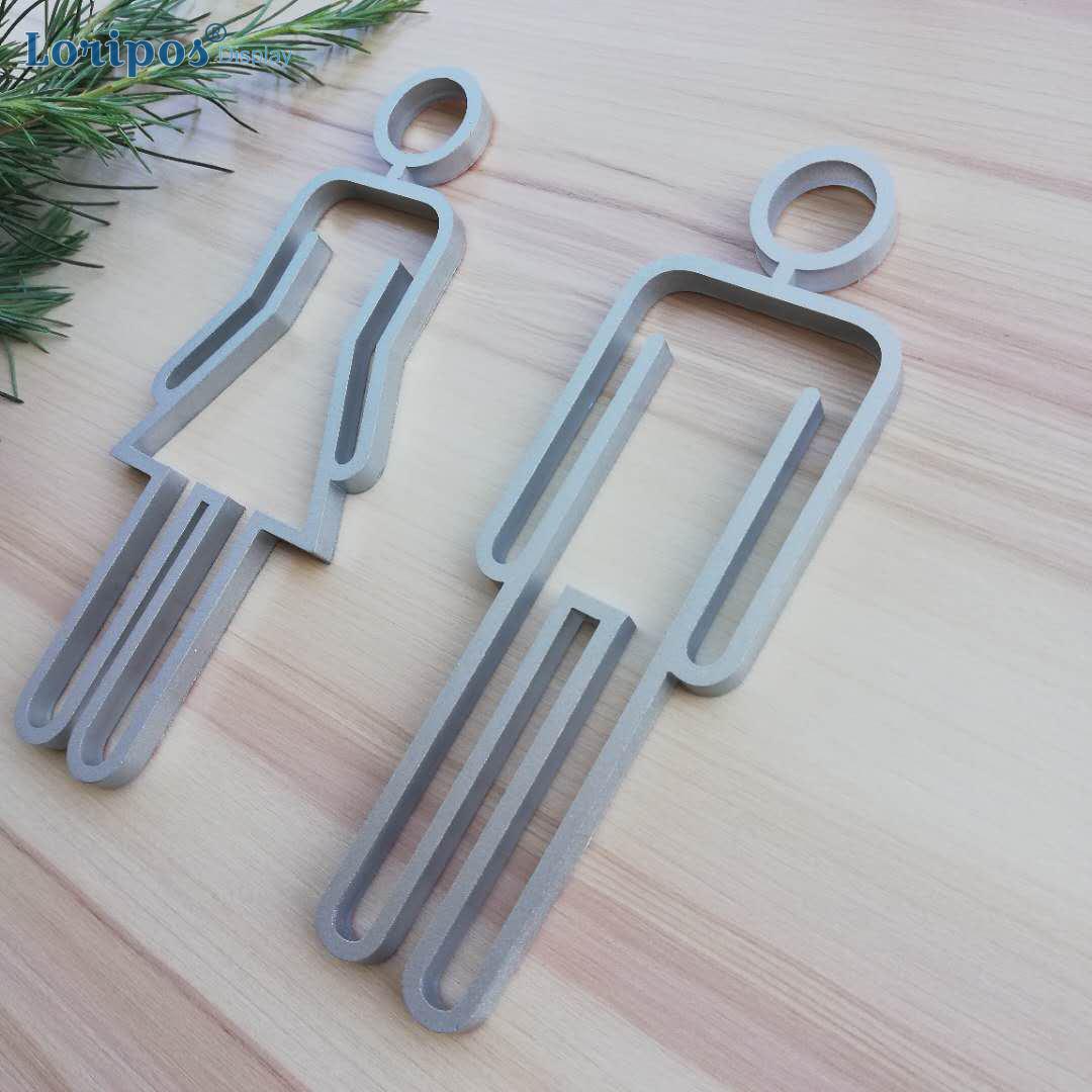 Abs toalett symbol klebende støttet bad toalett dørskilt for hotell, kontor, hjem, restaurant (gull)