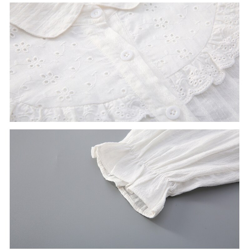 Blusa de algodón plisada con volantes para niña, camisa de color blanco y rosa para otoño, talla 4, 6, 8, 10, 12 y 14