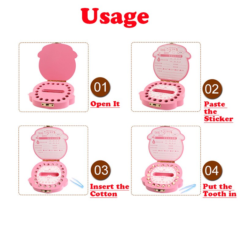 Houten Baby Tand Doos Engels Baby Tanden Navelstreng Opbergdoos Baby Tand Doos Kinderen Tand Verandering Opslag doos