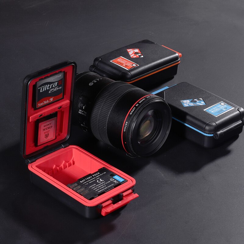 LENSGO D910 Camera Batterij Case Waterdichte SD CF XQD Geheugenkaart Opbergdoos AA batterij Organizer Voor 2 Camera Batterijen houder