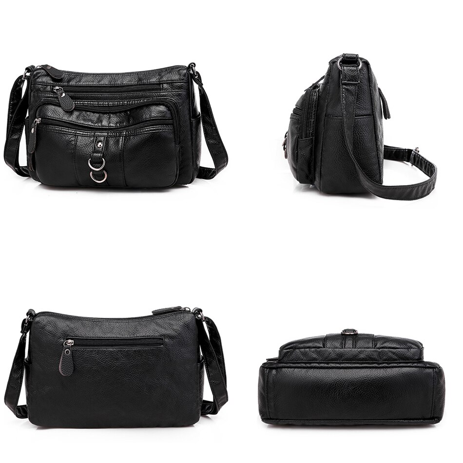 Lonoolisa blødt pu læder dame skuldertasker multi-pocket crossbody tasker til kvinder light messenger dame tasker