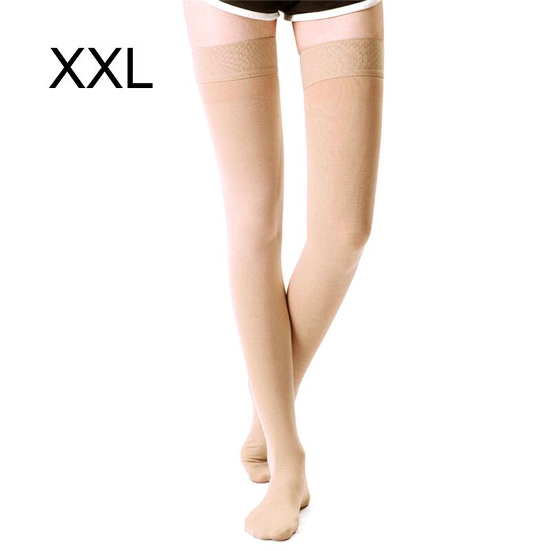 M-XXL Elastic Open Toe Knee High Stockings Calf Compression Stockings Varicose Veins Treat Shaping Graduated Pressure Stockings: Nude 02 XXL