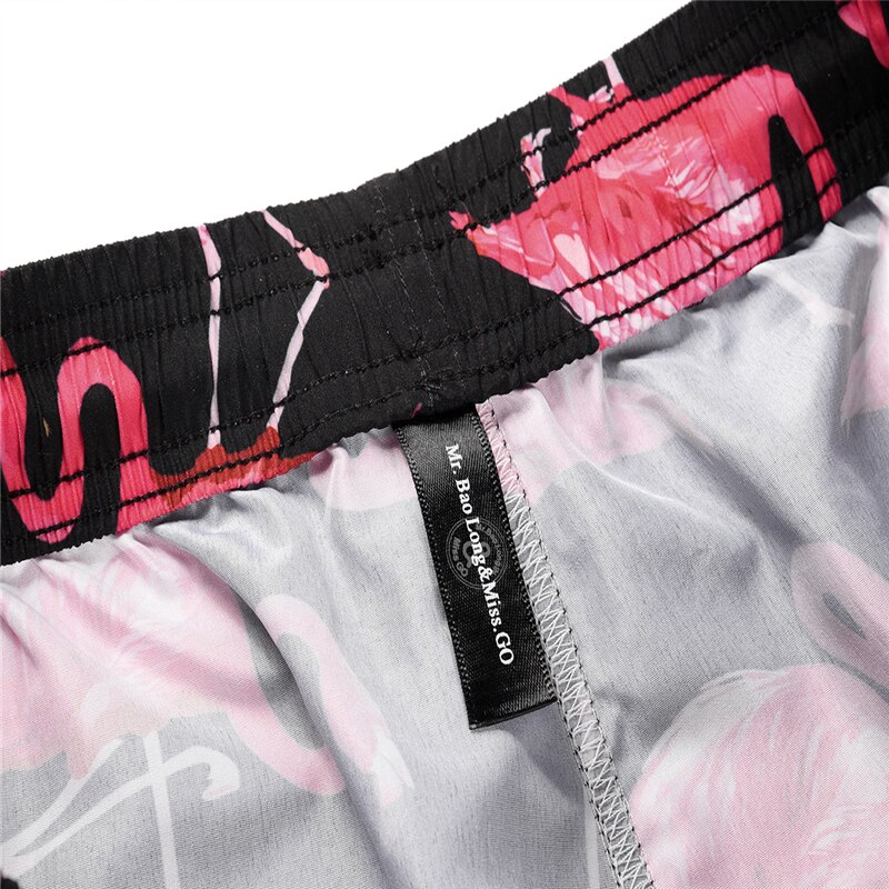 Conjuntos de vacaciones de verano Mr.1991IN, trajes de playa hawaianos de estilo Tropical con estampado de flamencos para hombres, camisas cortas, traje de dos piezas