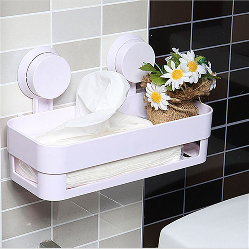 Verwijderbare Douche Mand Douche Caddy Zuignap No-Boren Krachtige Heavy Duty Waterdichte Organizer Voor Badkamer Fping: White Rectangle