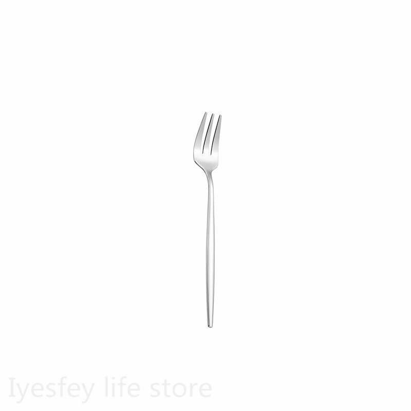 Argent coréen nourriture argenterie couverts 304 en acier inoxydable miroir polissage couteau cuillère fourchette dîner ensemble vaisselle vaisselle ensembles: tea fork