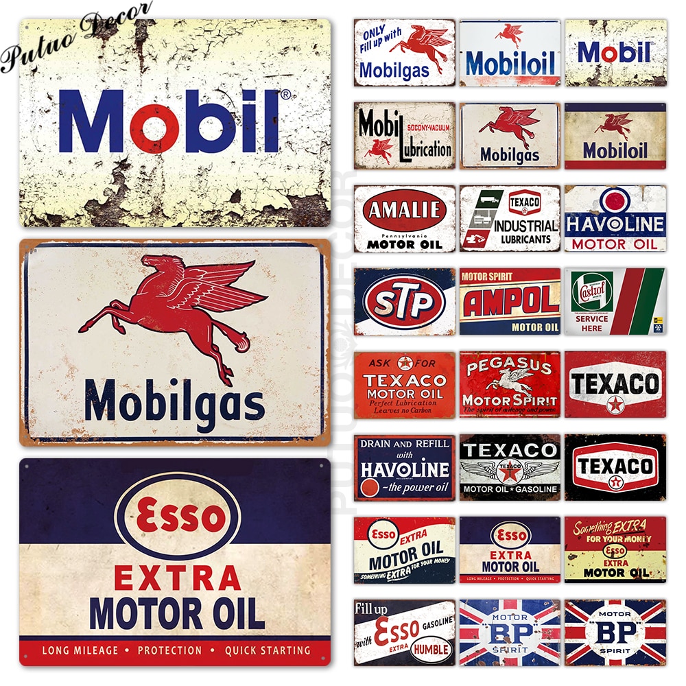 Mobil Tin Sign Metal Sign Plaque Metal Vintage Garage Decor Tin Posters Bar Pub Man Cave Decoration