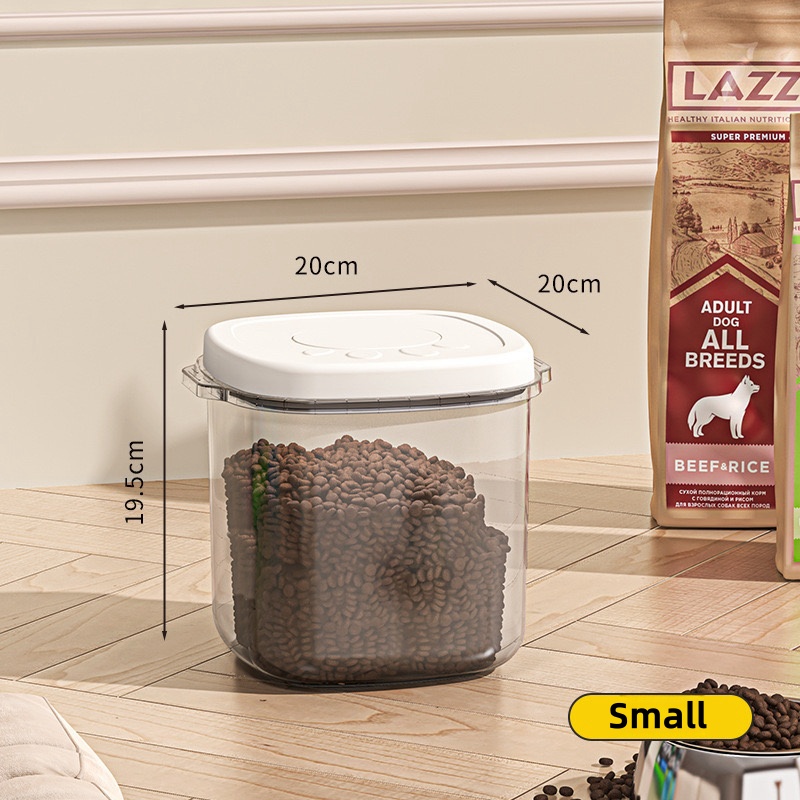 Conteneur hermétique de stockage des aliments pour animaux de compagnie, céréales pour chats et chiens, grande capacité, résistant à l'humidité, réservoir scellé, bac de stockage sous vide pour aliments pour animaux de compagnie: WHITE