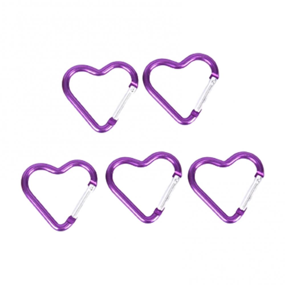 60 5PcseHeart Shape Aluminum Carabiner Keychain Clip Outdoor Key Ring Outdoor Mountaineering Hiking Hanging Buckle Travel Ki: Purple