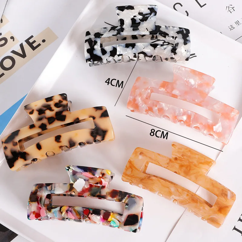 Haarclip Geometrische haarklauwen Vierkante acryl haarspelden Haarklemmen voor vrouwen Luipaardkorrel Haarkrabben Clip Haaraccessoires